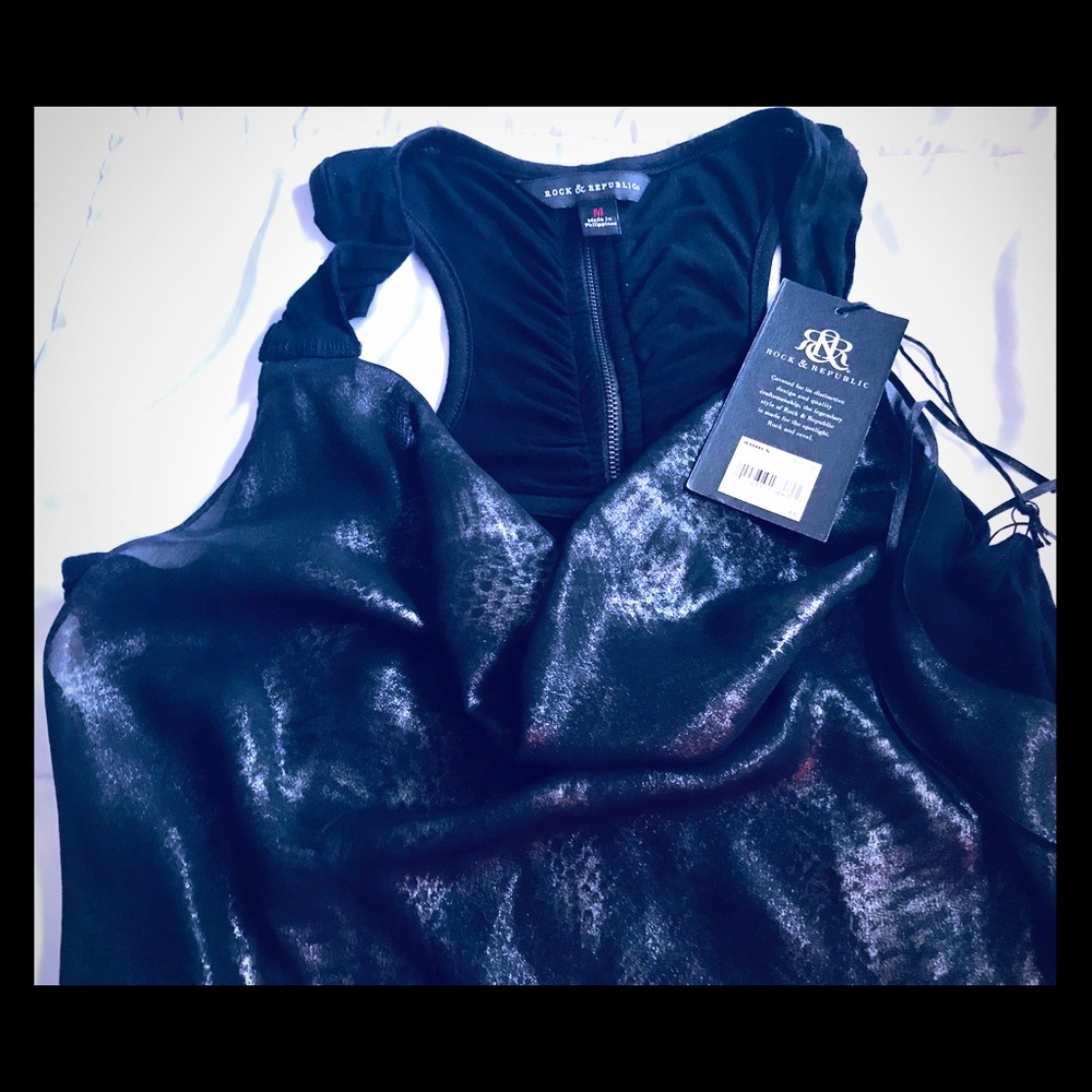 NWT Rock & Republic Racer Back Metallic Tank
